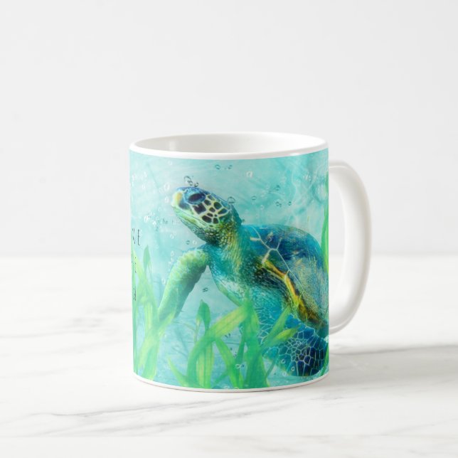 Sea Turtle Ocean Beach Art Elegante tropische Küch Kaffeetasse (VorderseiteRechts)