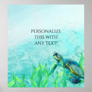 Sea Turtle Ocean Beach Art Tropisches Party Banner Poster