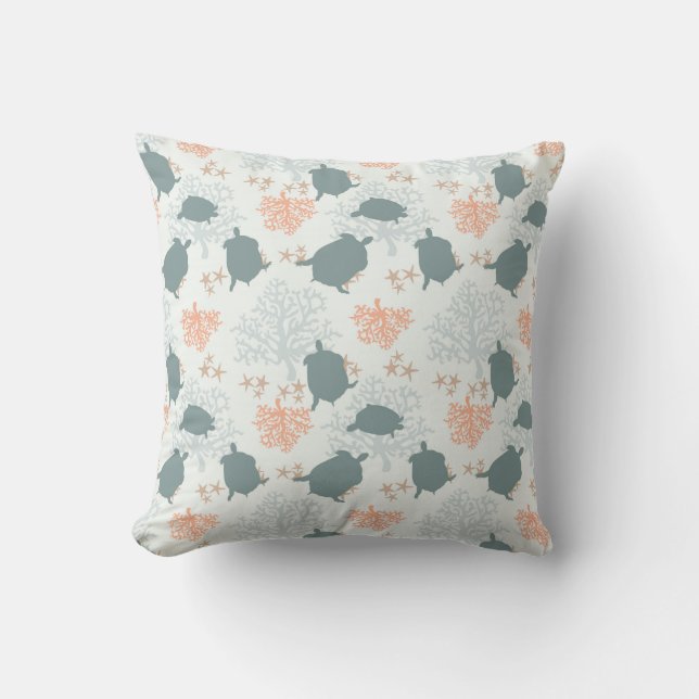 Sea Turtle Ocean Print Kissen (Vorderseite)