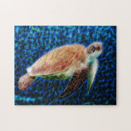 Sea Turtle on Blue Background Honu Puzzle