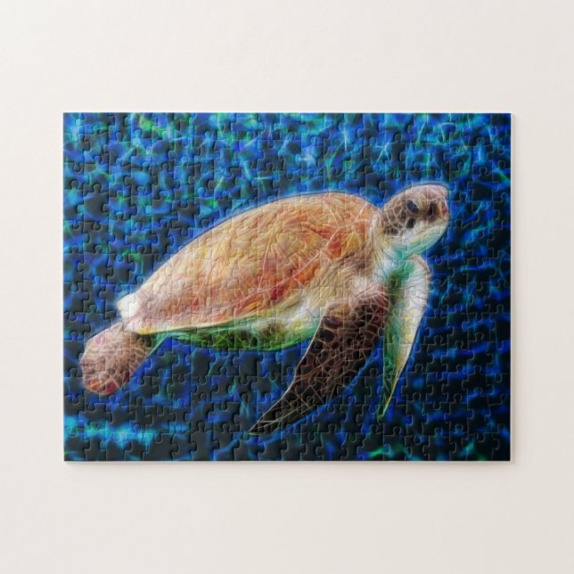 Sea Turtle on Blue Background Honu Puzzle (Horizontal)