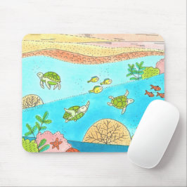 Sea Turtle Rainbow Beach Adventure Happy Place Mousepad