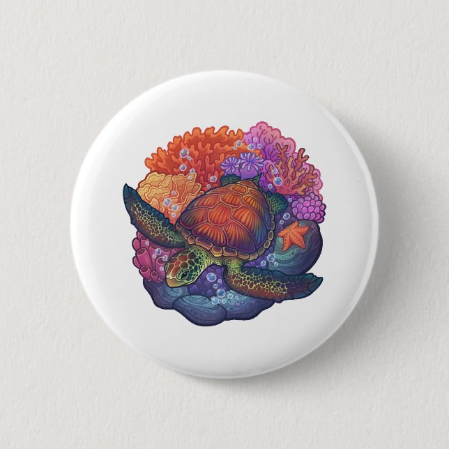 Sea Turtle Reef Button (Vorderseite)