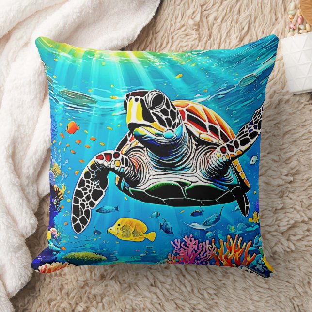 Sea Turtle Reef Life Kissen (Decke)