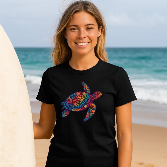 Sea Turtle Retro Psychedelic Art T-Shirt (Von Creator hochgeladen)