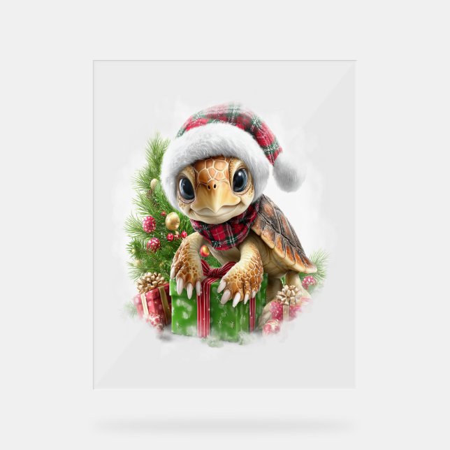 Sea Turtle Shirt Weihnachten Weihnachtsmannmütze Acrylschild (Vorderseite)