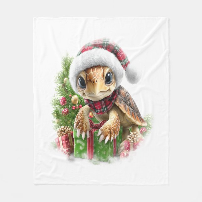 Sea Turtle Shirt Weihnachten Weihnachtsmannmütze Fleecedecke (Vorderseite)