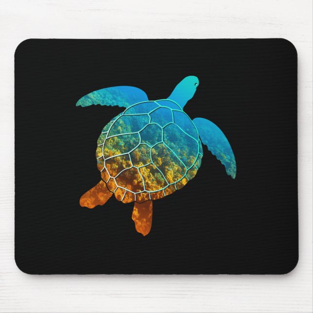 Sea Turtle Silhouette Earth Day and Ocean Week Lon Mousepad (Vorne)