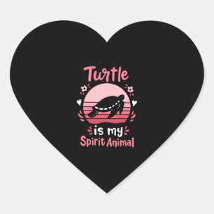 Sea Turtle Spirit Animal Retro Herz-Aufkleber