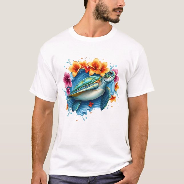 Sea Turtle Summer Sublimierung Tropical Ocean Desi T-Shirt (Vorderseite)