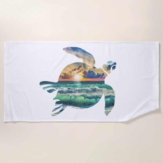 Sea Turtle Sunset Beach Strandtuch (Vorderseite)