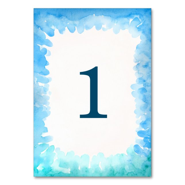 Sea Turtle Table Cards - Blue Green Water color Tischnummer (Vorderseite)