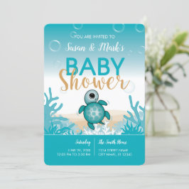 Sea Turtle Theme Kinderdusche Einladung
