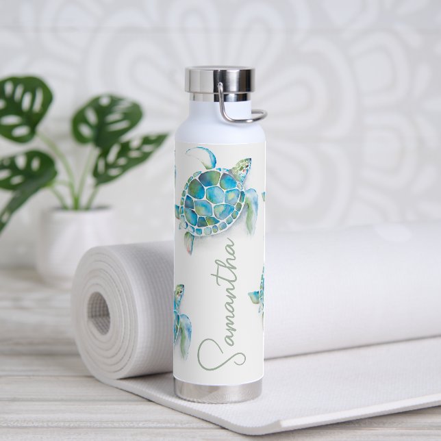 Sea Turtle Themed Reusable Water Bottles Trinkflasche (Yoga)