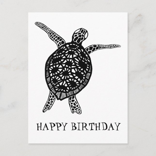 Sea Turtle Tortoise HAPPY BIRTHDAY Postkarte (Vorderseite)
