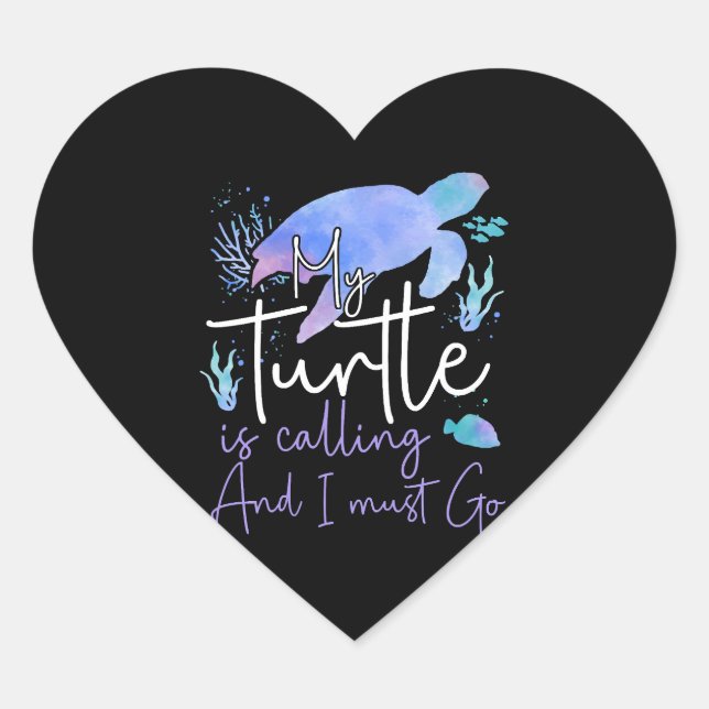 Sea Turtle Tortoise Wasserfarbe Herz-Aufkleber (Vorderseite)