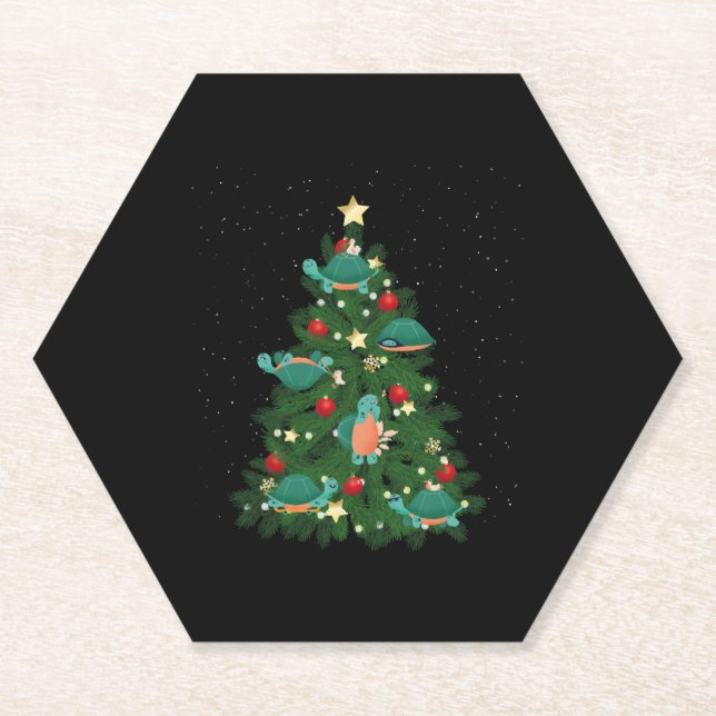 Sea Turtle Tortoise Weihnachtsbaum Untersetzer (Vorderseite)