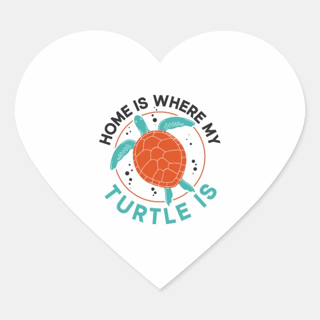 Sea Turtle Tortoise Zuhause Herz-Aufkleber (Vorderseite)