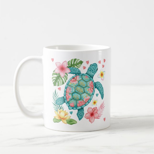 Sea Turtle Tropical Blume Summer Kaffeetasse (Links)