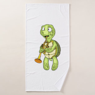 Sea Turtle Trumpet Player Kids Music Orchestra Badehandtuch