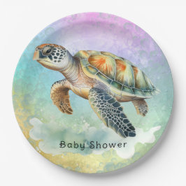 Sea Turtle Watercolor farbene Bläschen Babydusche Pappteller