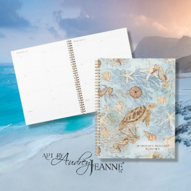 Sea Turtle Watercolor Starfish Seepferd Blauer Nam Planer (Von Creator hochgeladen)