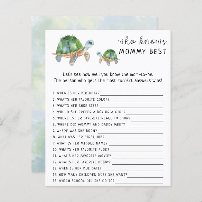 Sea Turtle - Wer kennt das beste Spiel der Mami (Vorne/Hinten)