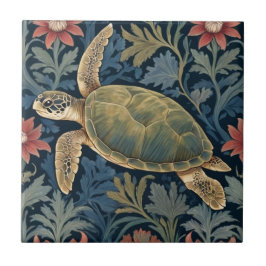 Sea Turtle William Morris Stil Hawaiian Tropical Fliese