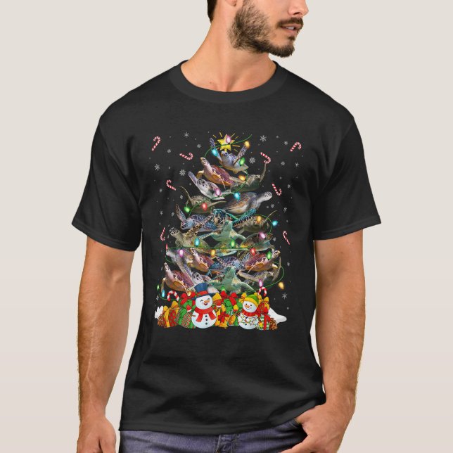 Sea Turtle Xmas Leuchtturm Baum Santa Sea Turtle C T-Shirt (Vorderseite)