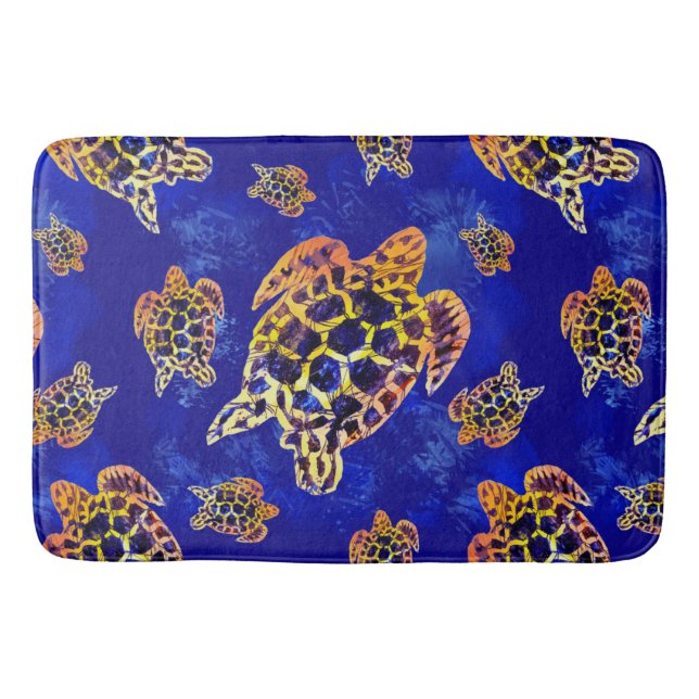 Sea Turtles Batik African Art Badematte (Vorderseite)