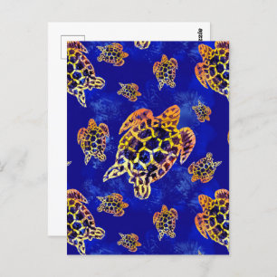 Sea Turtles Batik African Art Postkarte