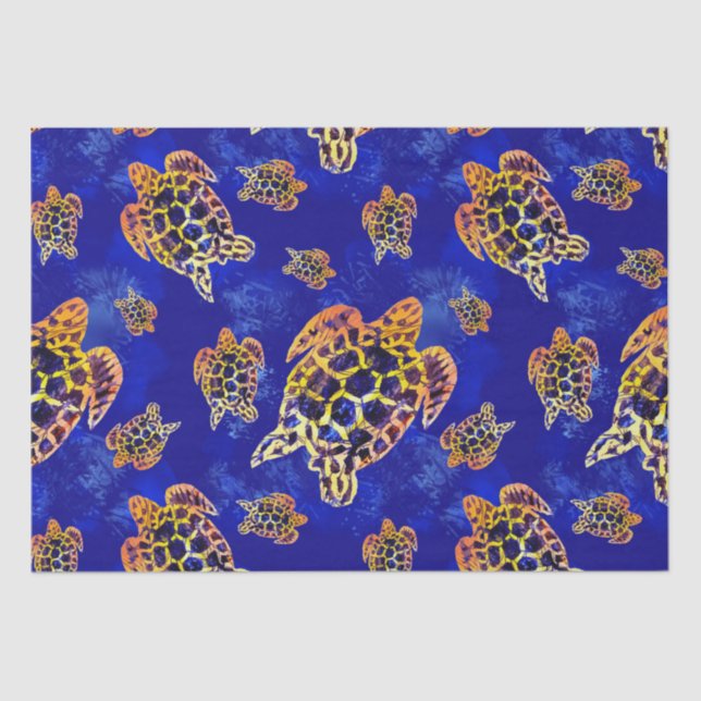 Sea Turtles Batik African Art Seidenpapier (Vorderseite)
