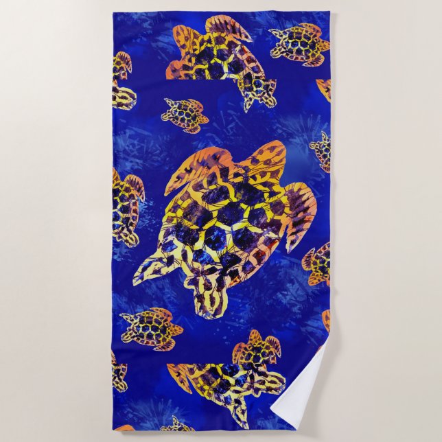 Sea Turtles Batik African Art Strandtuch (Vorderseite)