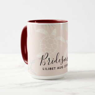 Sea Turtles Beach Coral und türkisfarbenes Brautpa Tasse