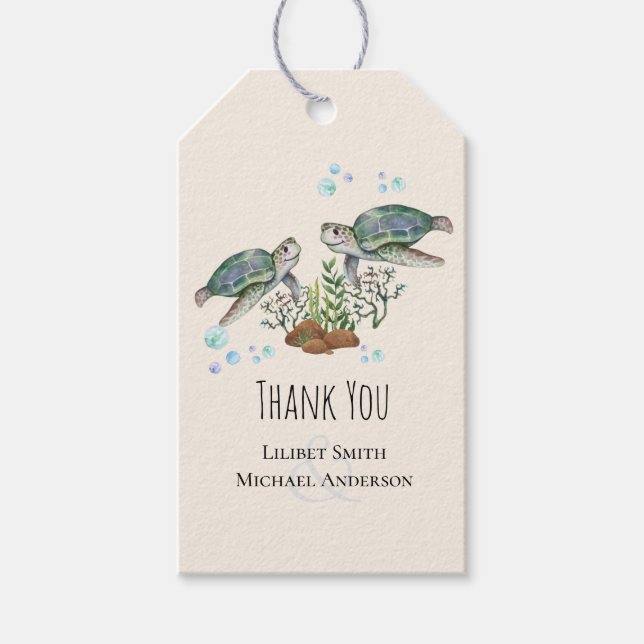 Sea Turtles Beach Hochzeit Geschenkanhänger (Vorderseite)