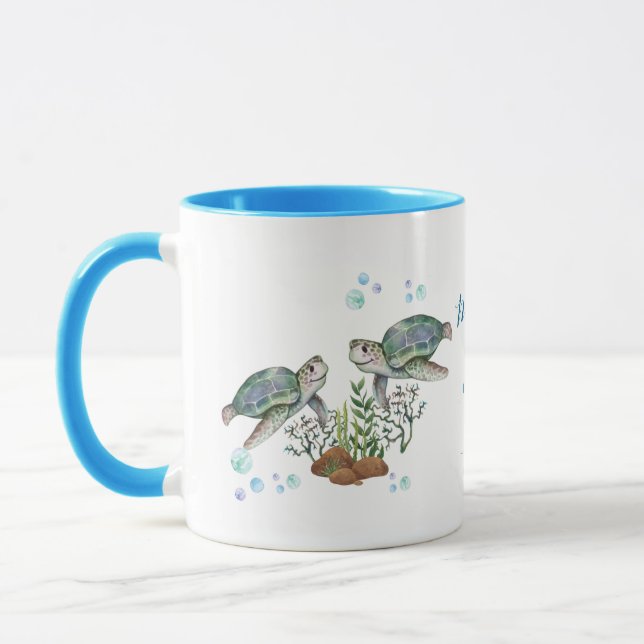 Sea Turtles Beach Hochzeit Tasse (Links)