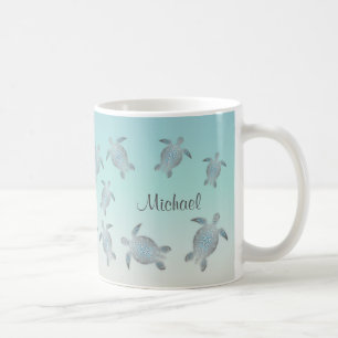 Sea Turtles Beach Style Monogram Coastal Kaffeetasse