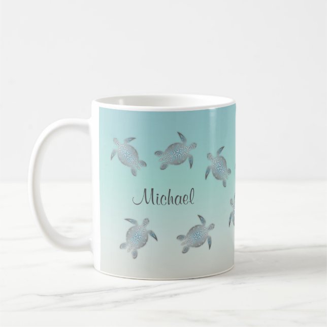 Sea Turtles Beach Style Monogram Kaffeetasse (Links)