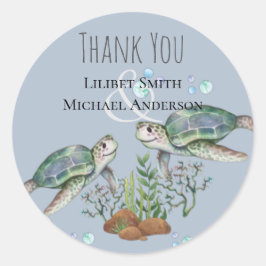 Sea Turtles Beach Wedding Classic Round Sticker
