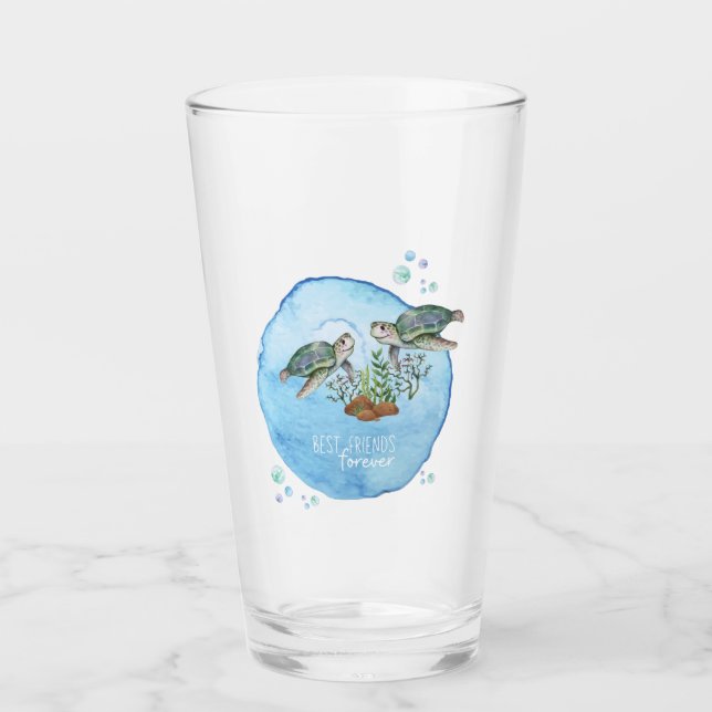 Sea Turtles Beste Freundinnen - Personalisierte Fr Glas (Vorderseite)