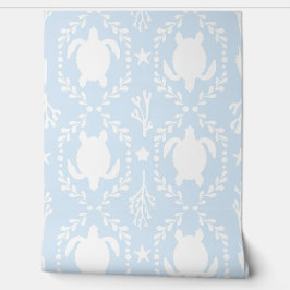 Sea Turtles Coastal White and Light Blue Tapete