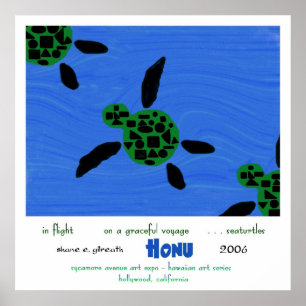 Sea Turtles Haiku Art Print Poster