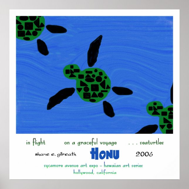 Sea Turtles Haiku Art Print Poster (Vorne)