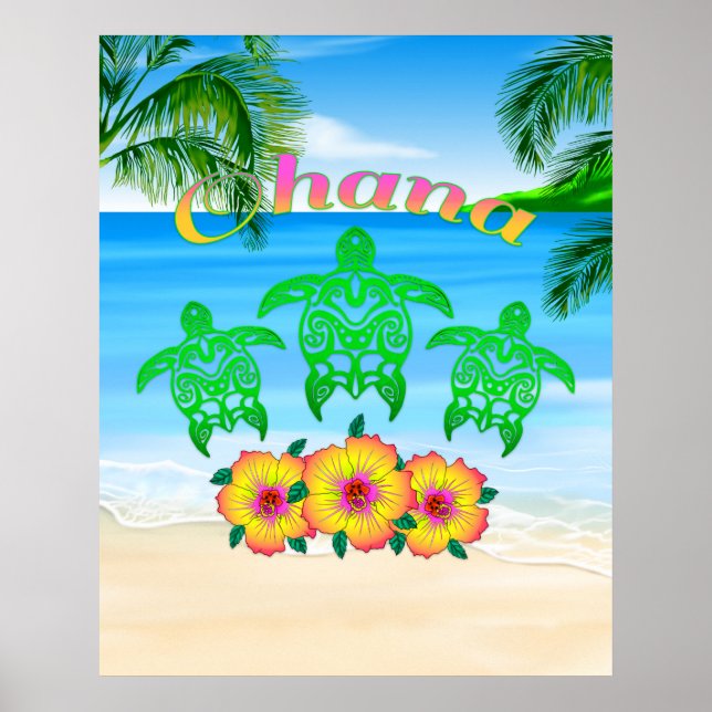 Sea Turtles Hawaiian Honu Poster (Vorne)