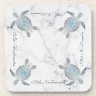 Sea Turtles Marble Mele Kalikimaka Weihnachten  Getränkeuntersetzer