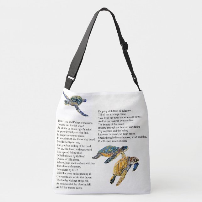 Sea Turtles Poem Prayer Peace Shoulder Tote Bag Tragetaschen Mit Langen Trägern (Rückseite)