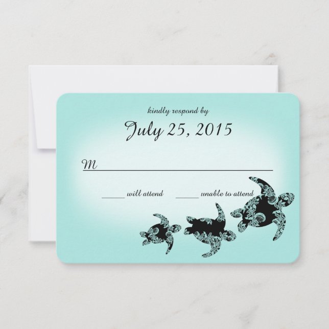 Sea Turtles Response Card RSVP Karte (Vorderseite)