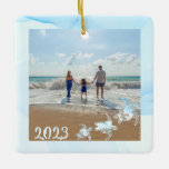 Sea Turtles Vacation Beach Foto Keramik Ornament<br><div class="desc">Das Foto ist in Aquarellfarben abstrakt und in Meeresschildkröten gestaltet und eignet sich hervorragend für Ferien-,  Flitterwochen- und Ferien-Fotos. Personalisieren Sie Ihre Daten mit Namen,  Datum und Ort.</div>