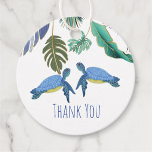 Sea Turtles Wedding Blue Yellow Fevor Tags Geschenkanhänger