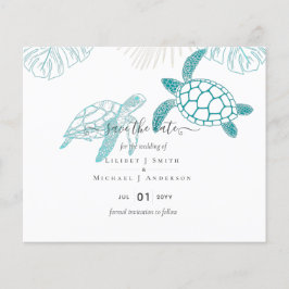 Sea Turtles Wedding Modern Line Art Flyer